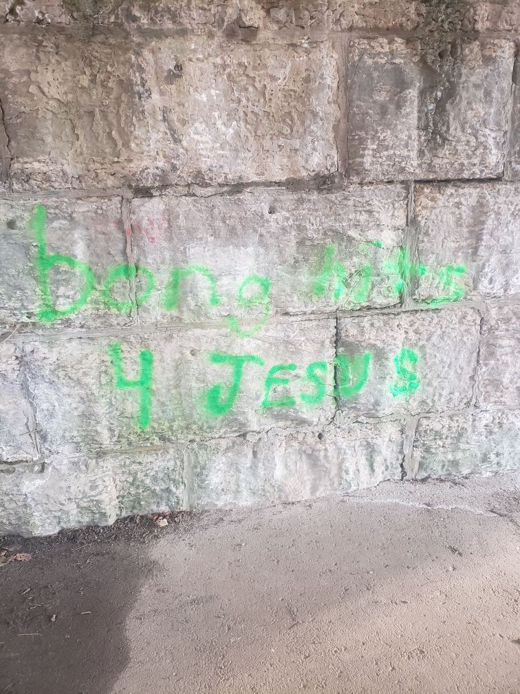 "Bong hits 4 Jesus" vandalism at Tyler Park